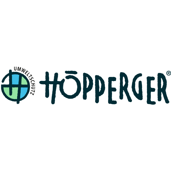 HÖPPERGER-Logo mit einem blau-grünen Kreis und dem Wort Umweltschutz auf der linken Seite.