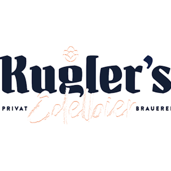 Logo mit dem Text Kuglers Edelbier Privat Brauerei in Fett- und Schreibschrift.