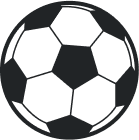 Schwarzer und weißer klassischer Fußball mit sechseckigen und fünfeckigen Mustern.